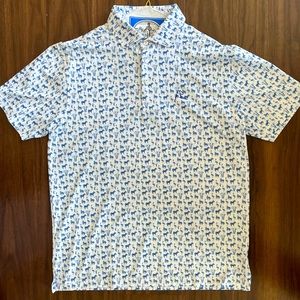 Rhoback Mens Performance Polo - Blue/White Pattern